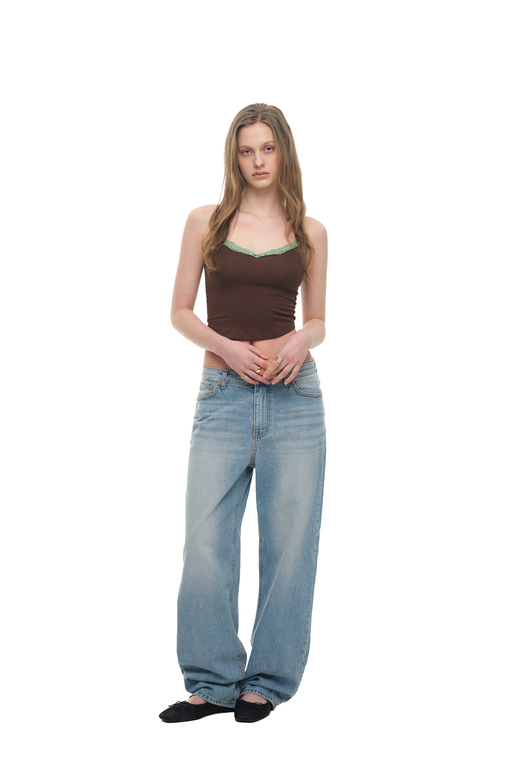 LACE POINT CAMI TOP (BROWN)