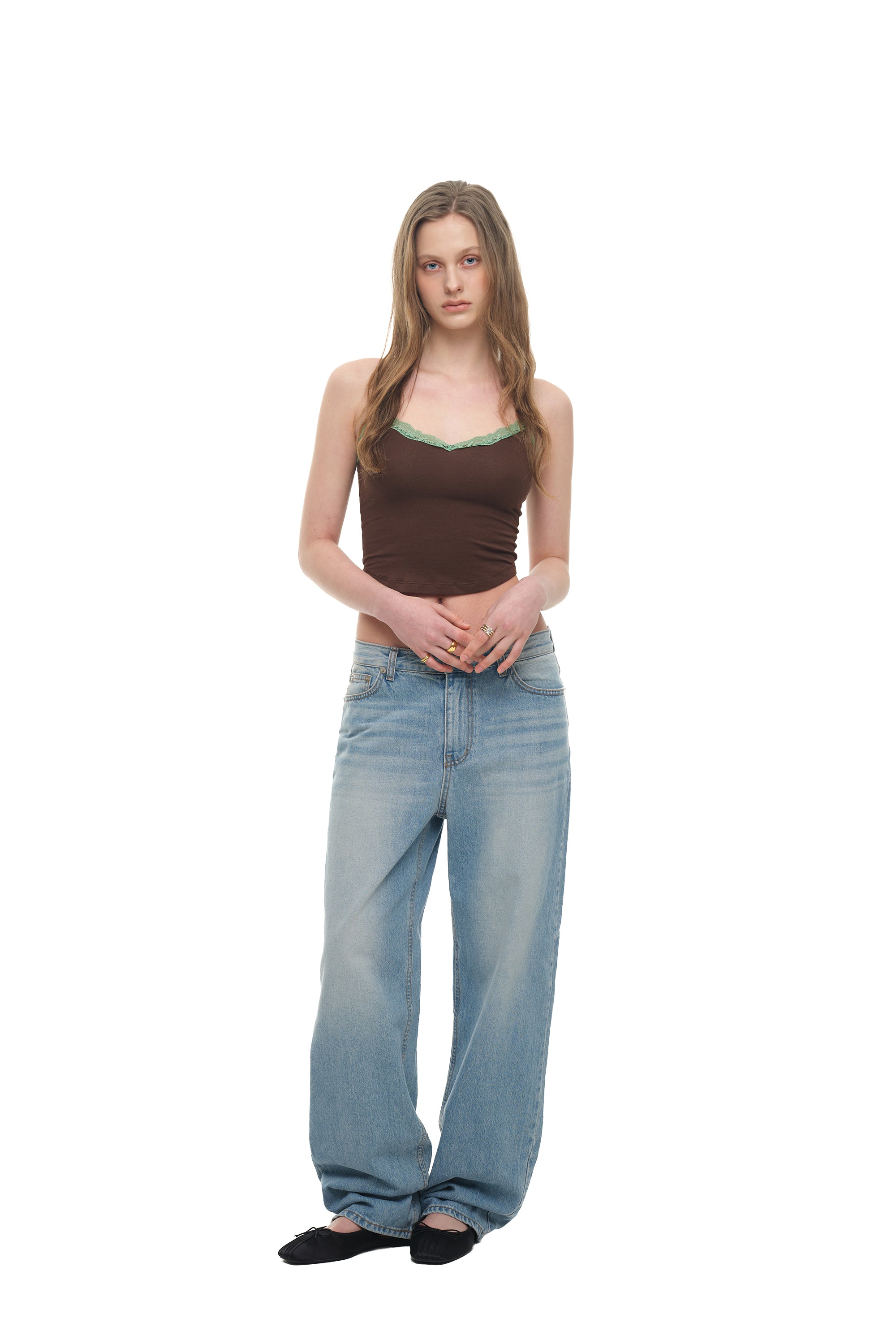 LACE POINT CAMI TOP (BROWN)