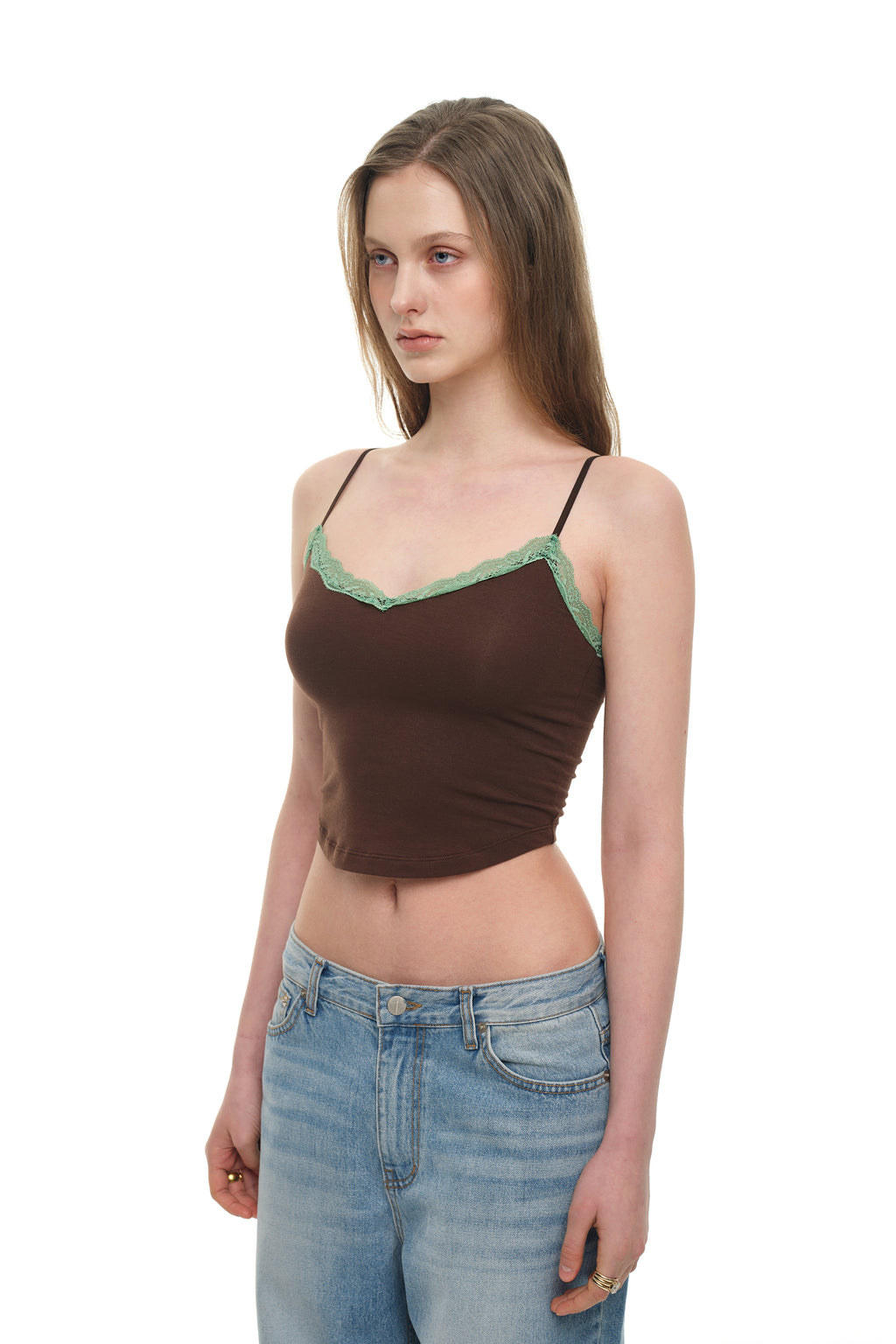 LACE POINT CAMI TOP (BROWN)