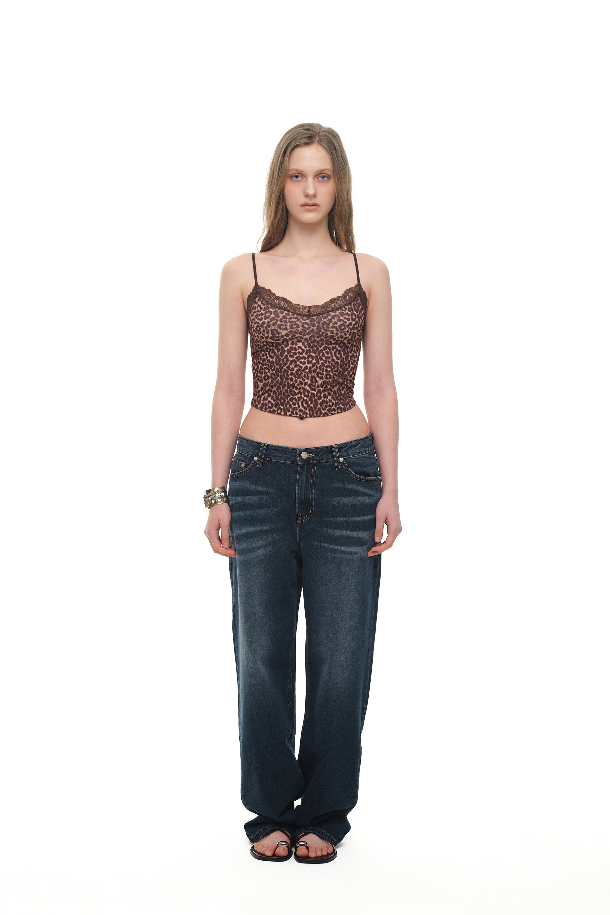 LACE POINT CAMI TOP (LEOPARD)
