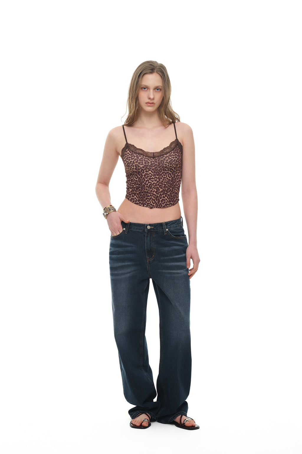LACE POINT CAMI TOP (LEOPARD)
