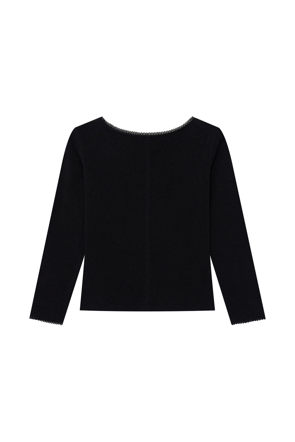 LACE THREE-QUARTER SLEEVE TOP (BLACK)