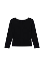 LACE THREE-QUARTER SLEEVE TOP (BLACK)