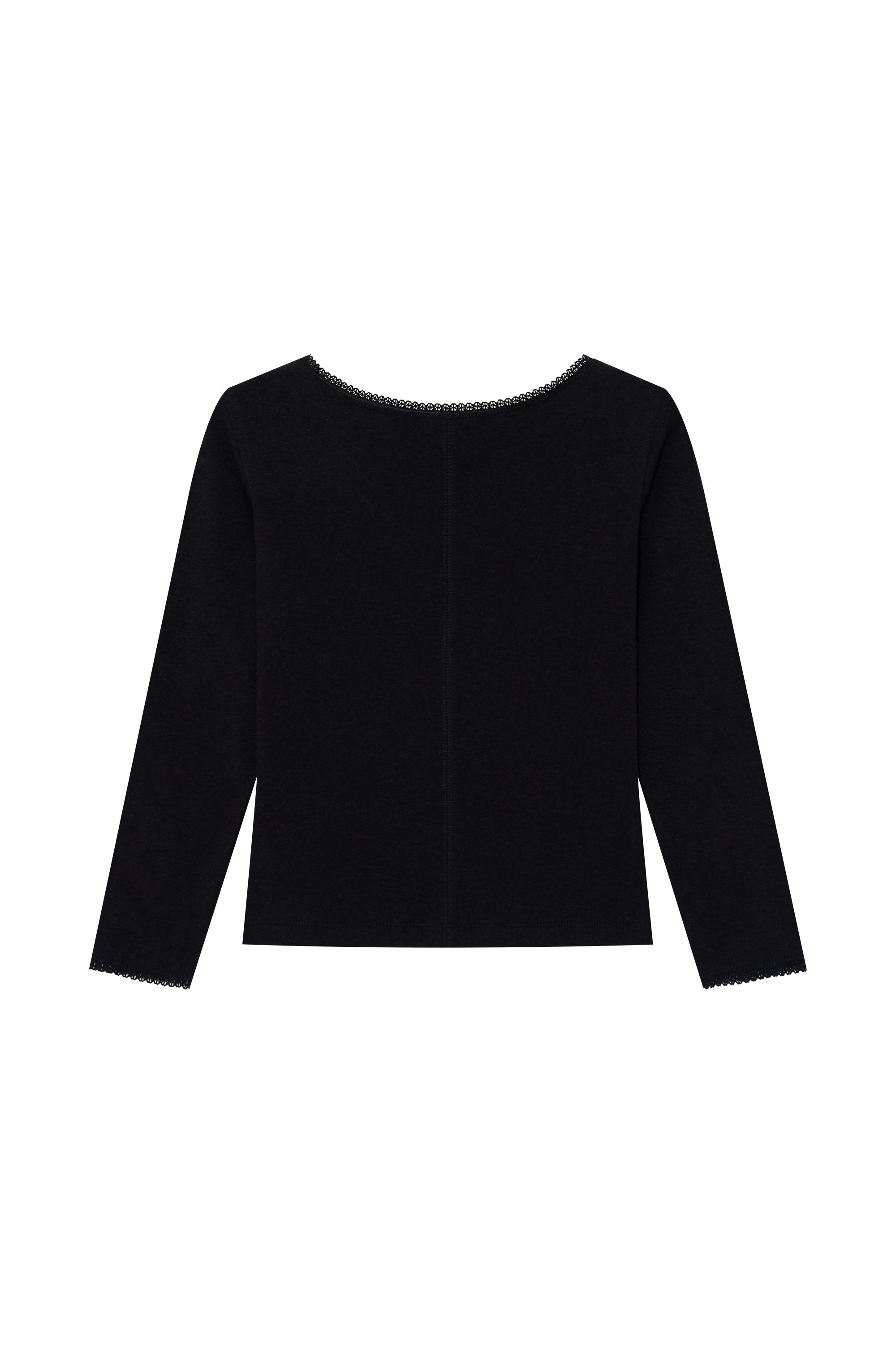 LACE THREE-QUARTER SLEEVE TOP (BLACK)