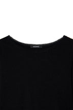 LACE THREE-QUARTER SLEEVE TOP (BLACK)