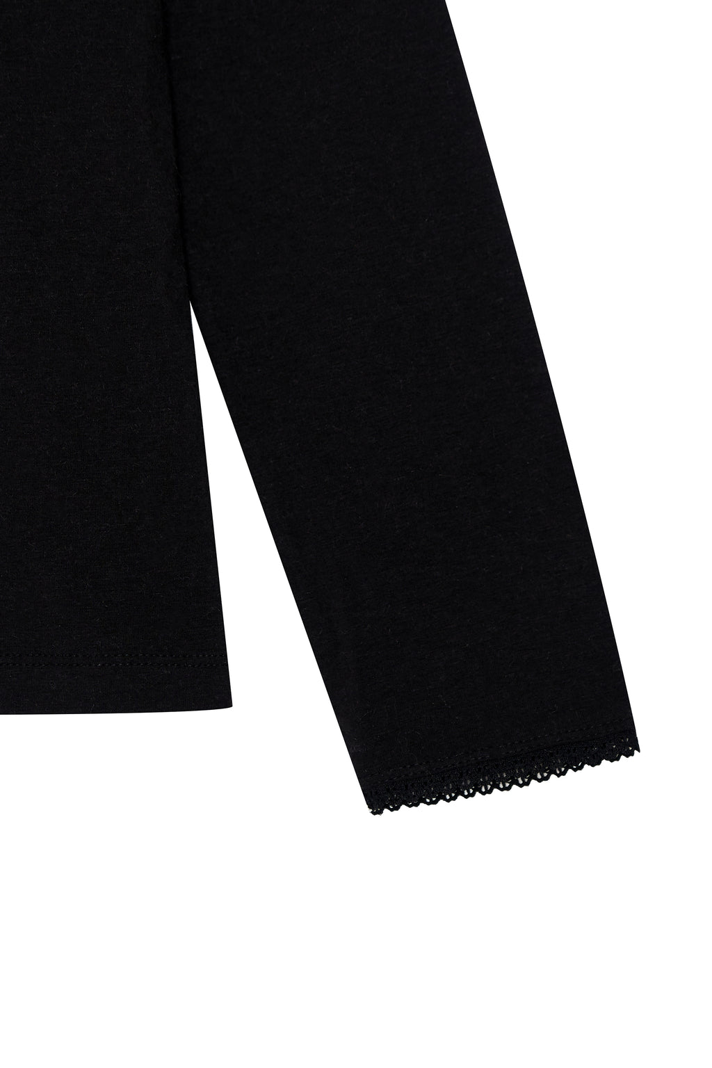 LACE THREE-QUARTER SLEEVE TOP (BLACK)