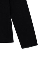 LACE THREE-QUARTER SLEEVE TOP (BLACK)
