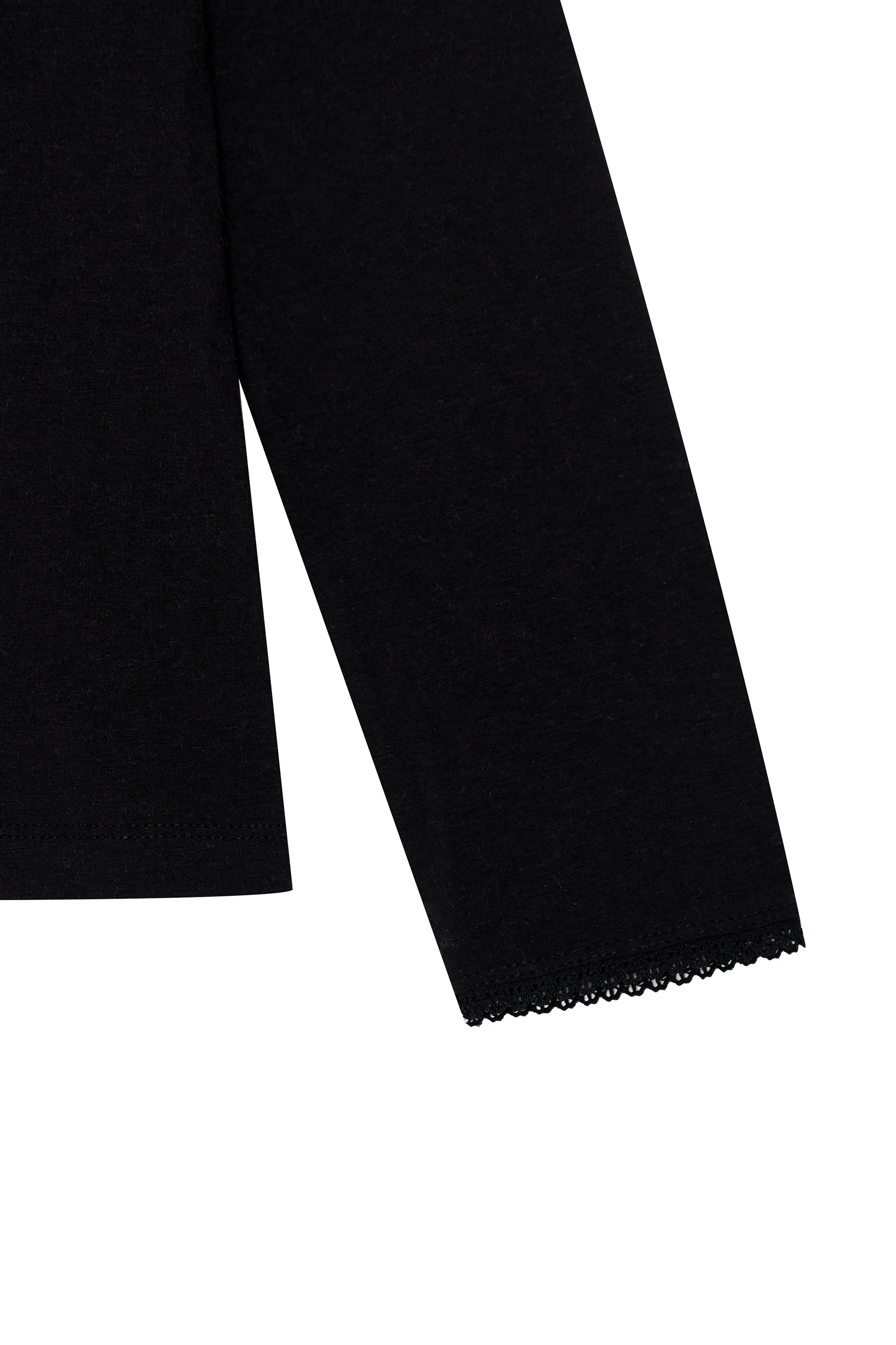 LACE THREE-QUARTER SLEEVE TOP (BLACK)