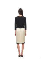 LACE THREE-QUARTER SLEEVE TOP (BLACK)