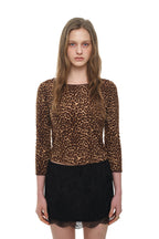 LACE THREE-QUARTER SLEEVE TOP (LEOPARD)