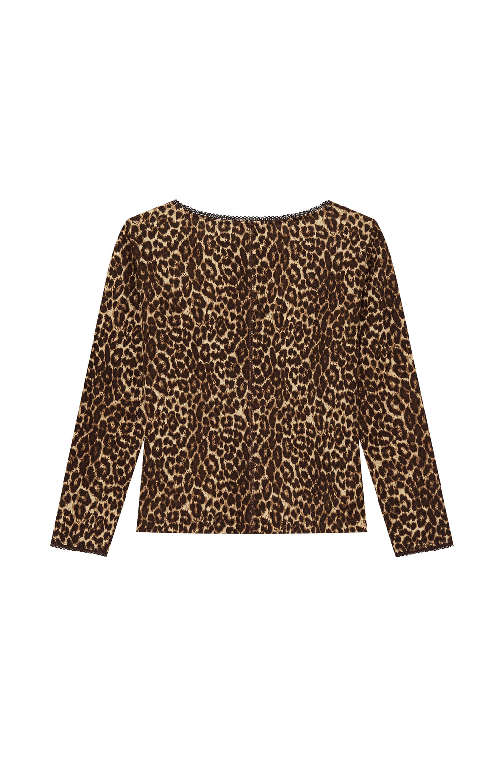 LACE THREE-QUARTER SLEEVE TOP (LEOPARD)