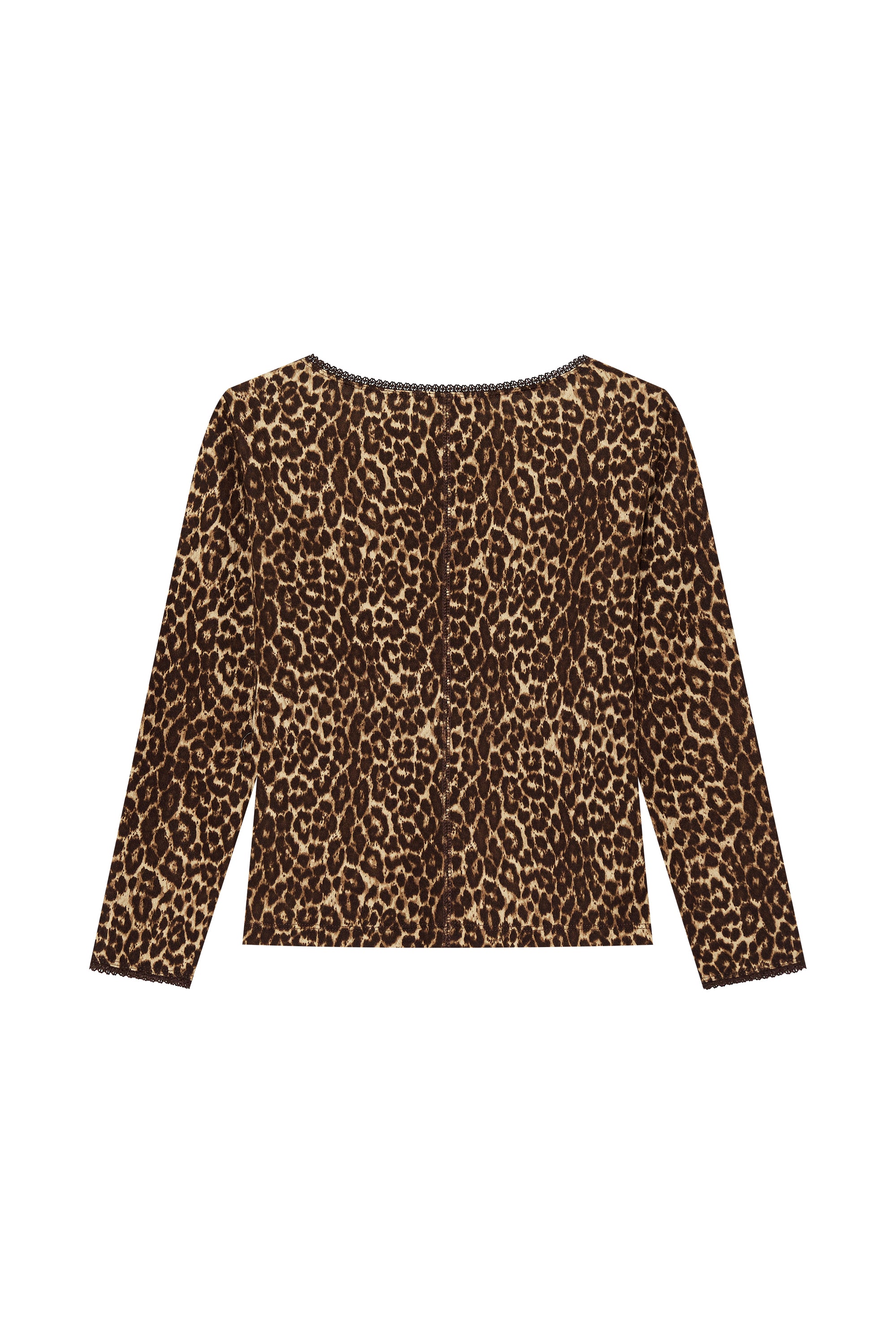 LACE THREE-QUARTER SLEEVE TOP (LEOPARD)