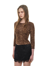 LACE THREE-QUARTER SLEEVE TOP (LEOPARD)