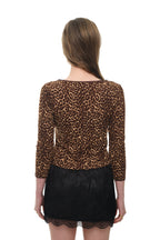 LACE THREE-QUARTER SLEEVE TOP (LEOPARD)