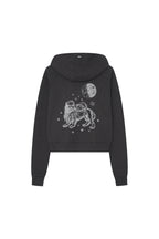 LEO HOTFIX CROP WAFFLE ZIP-UP HOODIE (CHARCOAL)