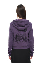 LEO HOTFIX CROP WAFFLE ZIP-UP HOODIE (PURPLE)