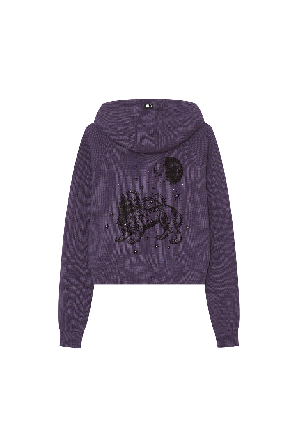 LEO HOTFIX CROP WAFFLE ZIP-UP HOODIE (PURPLE)