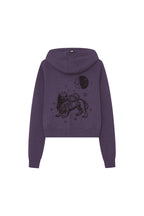 LEO HOTFIX CROP WAFFLE ZIP-UP HOODIE (PURPLE)