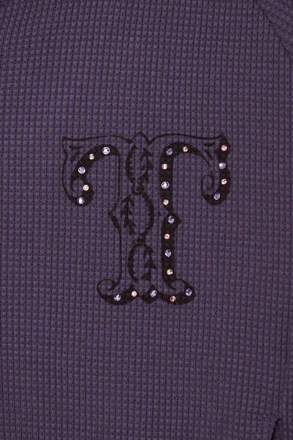 LEO HOTFIX CROP WAFFLE ZIP-UP HOODIE (PURPLE)