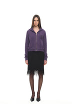 LEO HOTFIX CROP WAFFLE ZIP-UP HOODIE (PURPLE)