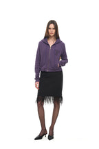 LEO HOTFIX CROP WAFFLE ZIP-UP HOODIE (PURPLE)