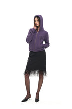 LEO HOTFIX CROP WAFFLE ZIP-UP HOODIE (PURPLE)