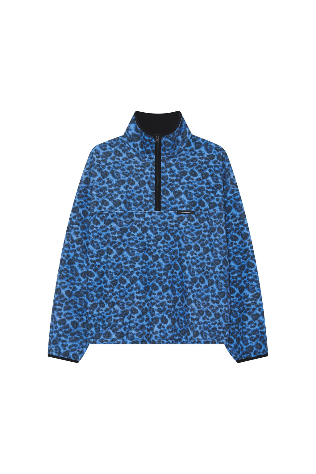 LEOPARD FLEECE HALF-ZIP SWEATSHIRT (BLUE)