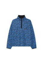 LEOPARD FLEECE HALF-ZIP SWEATSHIRT (BLUE)