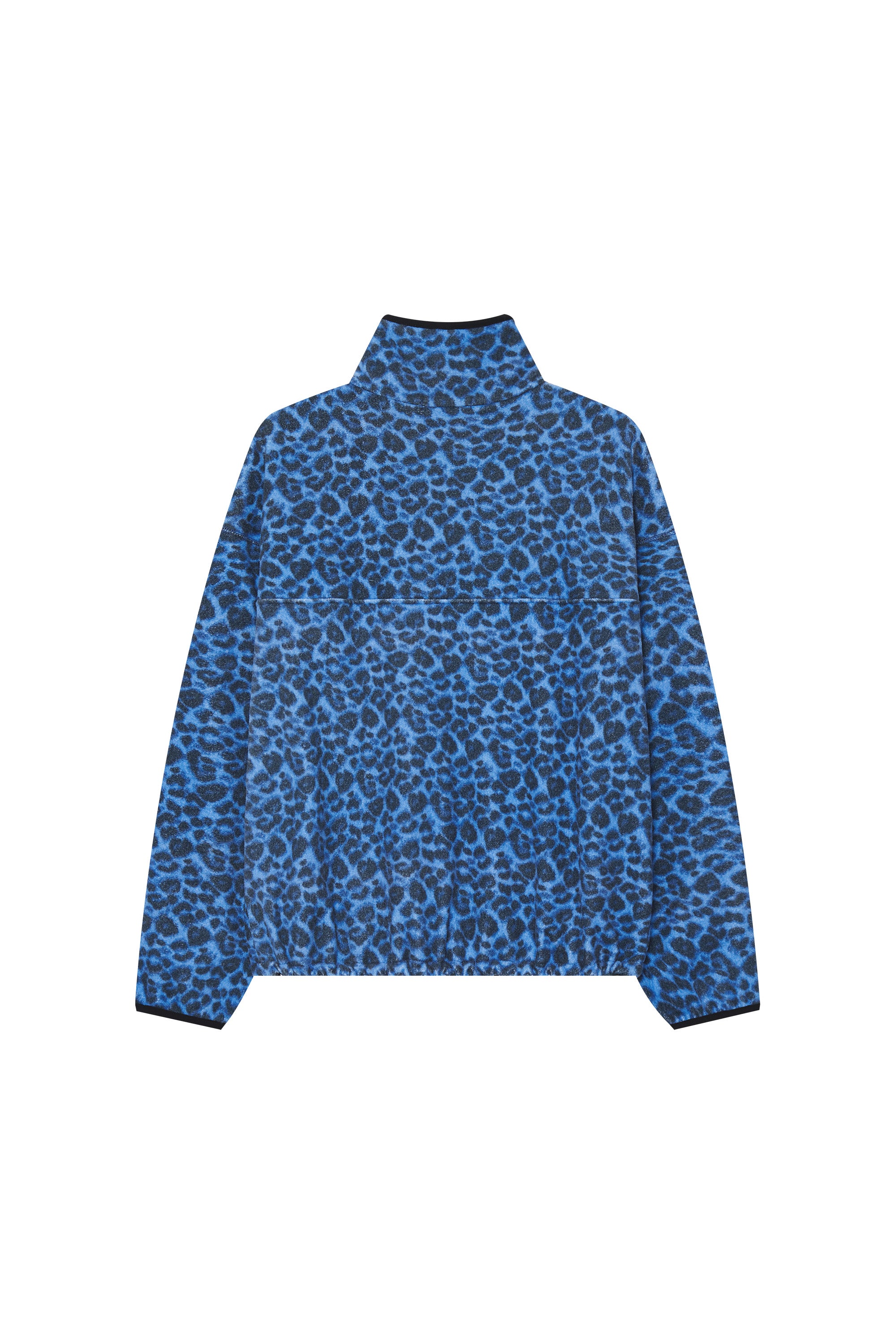LEOPARD FLEECE HALF-ZIP SWEATSHIRT (BLUE)