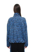 LEOPARD FLEECE HALF-ZIP SWEATSHIRT (BLUE)