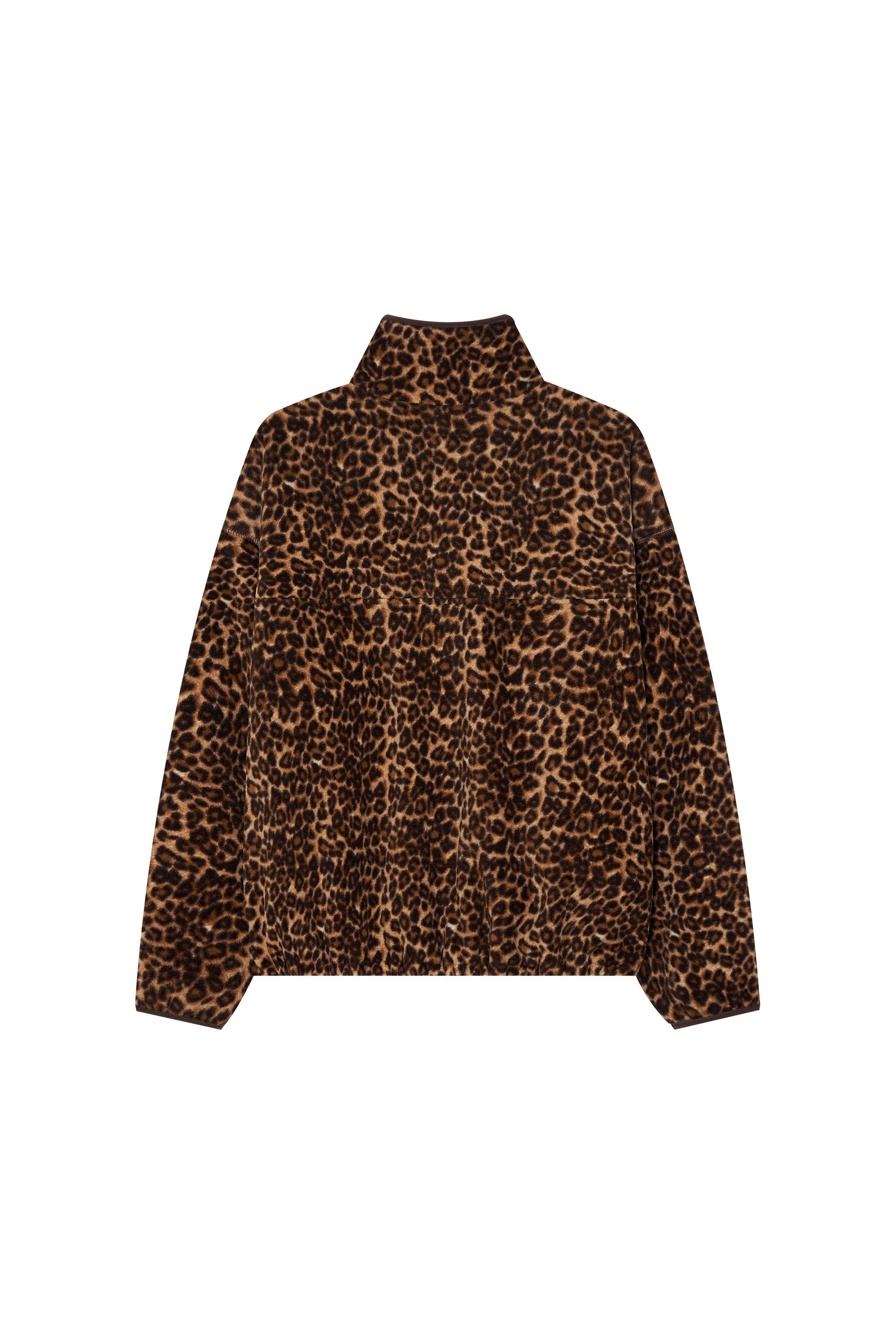 LEOPARD FLEECE HALF-ZIP SWEATSHIRT (BROWN)