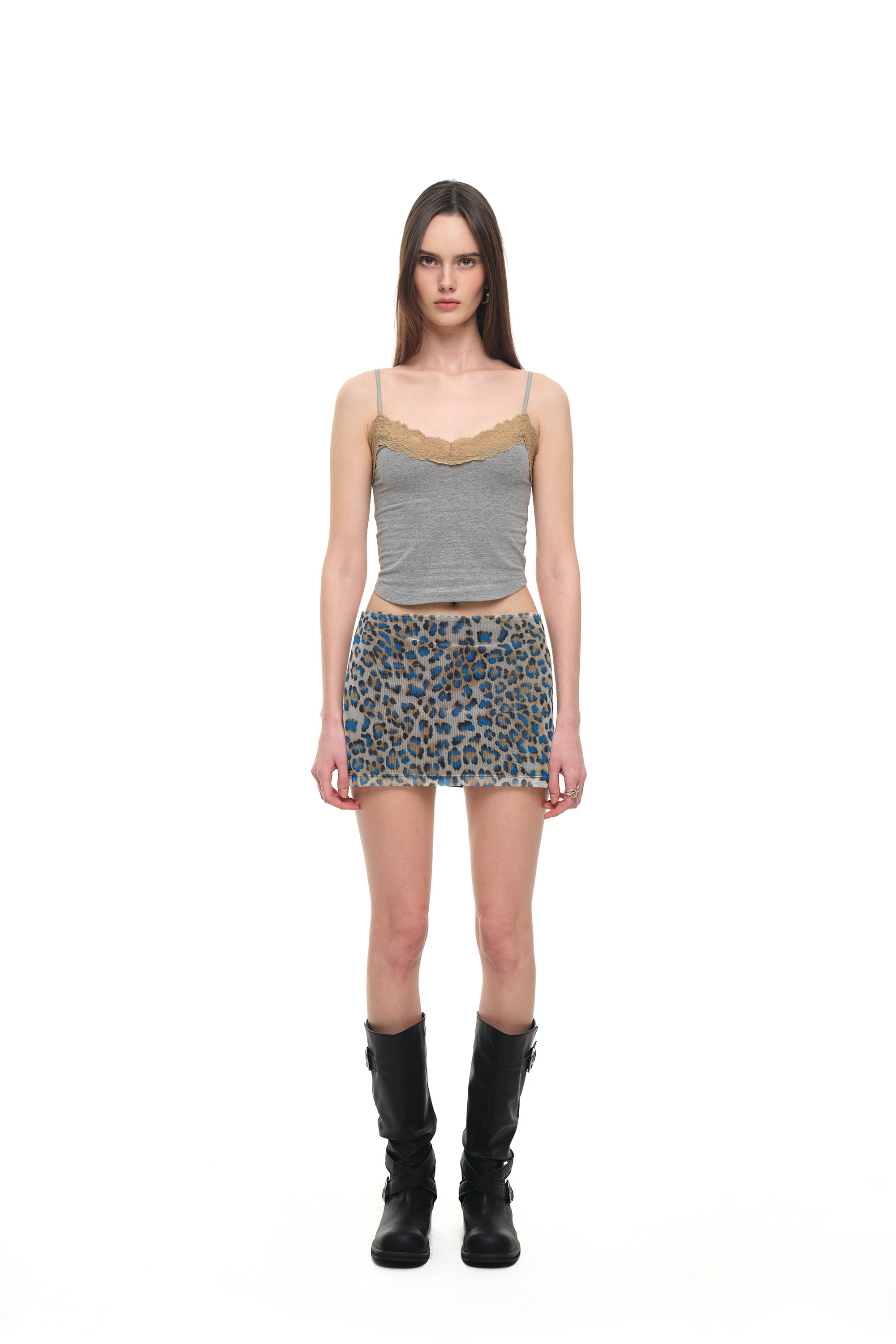 LEOPARD MESH MICRO SKIRT