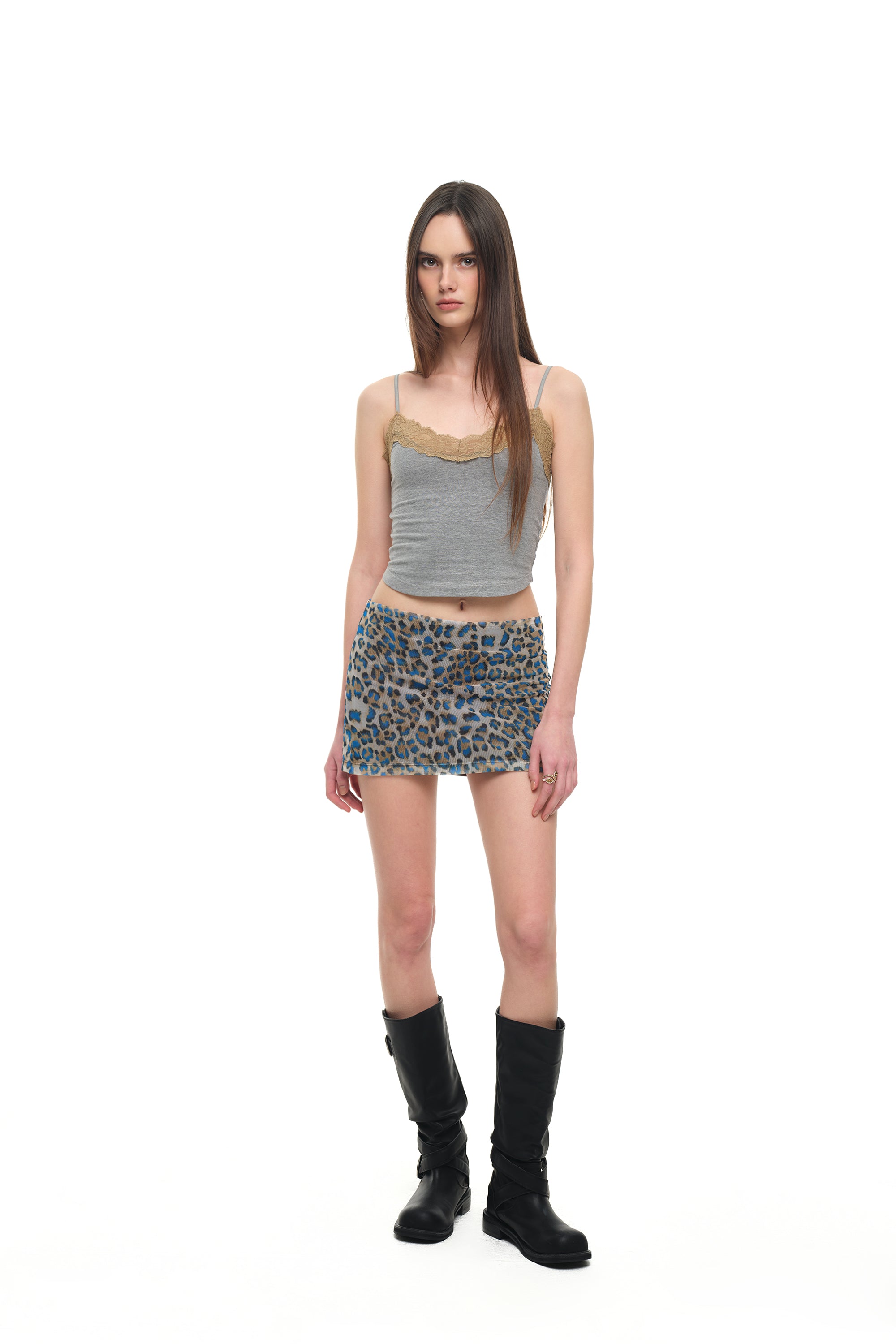 LEOPARD MESH MICRO SKIRT