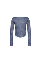 LEOPARD POINTELLE LONG SLEEVE TOP (BLUE)
