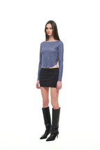 LEOPARD POINTELLE LONG SLEEVE TOP (BLUE)