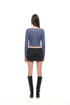 LEOPARD POINTELLE LONG SLEEVE TOP (BLUE)