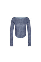 LEOPARD POINTELLE LONG SLEEVE TOP (BLUE)