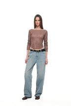 LEOPARD POINTELLE LONG SLEEVE TOP (BROWN)