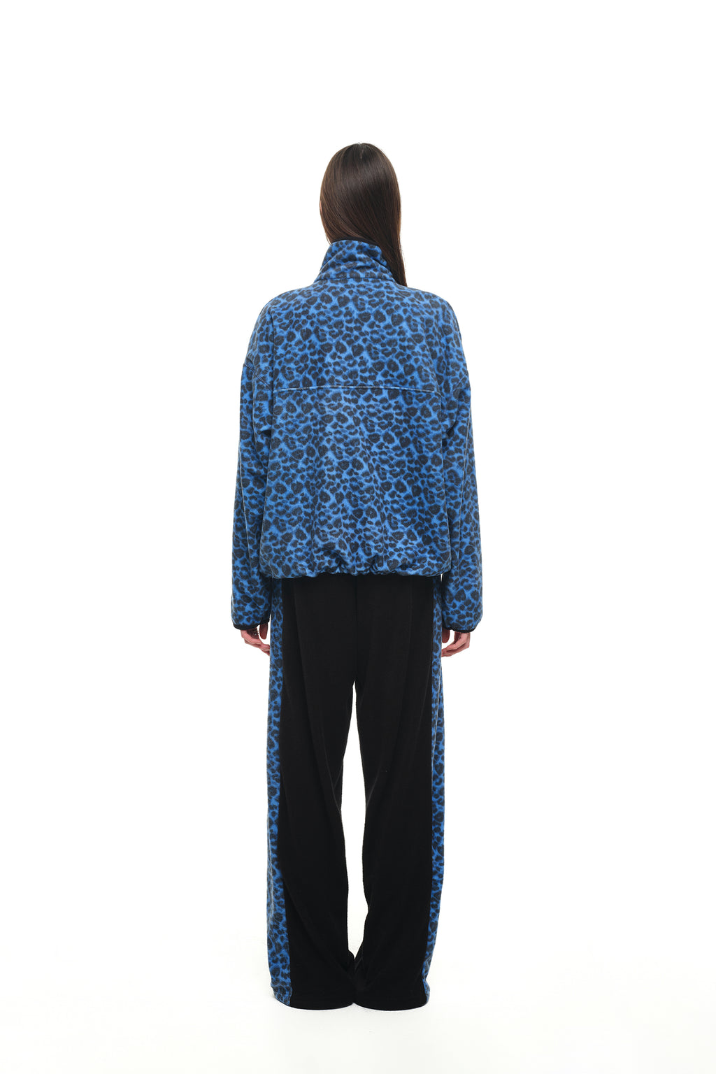 LEOPARD TERRY PANEL SWEATPANTS (BLUE)