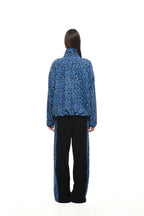 LEOPARD TERRY PANEL SWEATPANTS (BLUE)