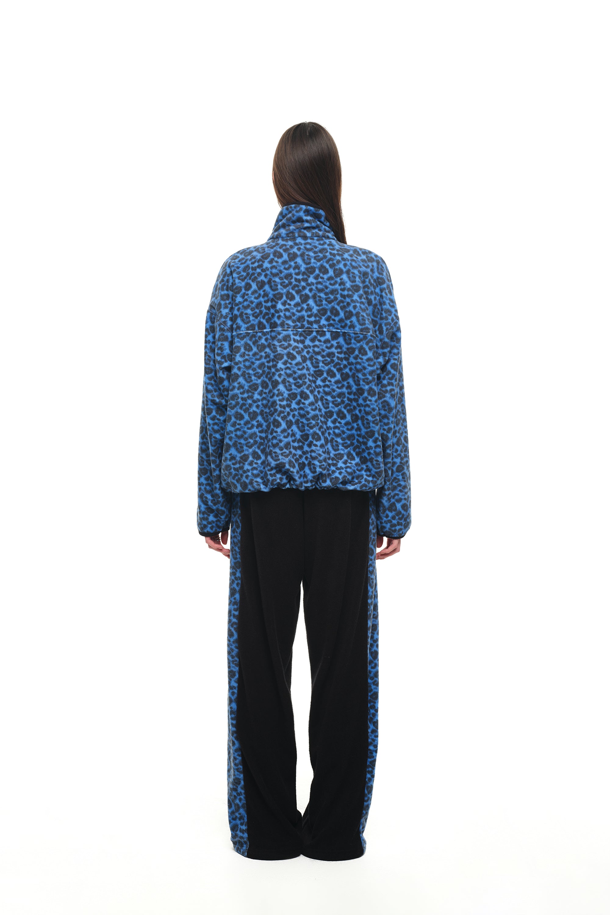LEOPARD TERRY PANEL SWEATPANTS (BLUE)