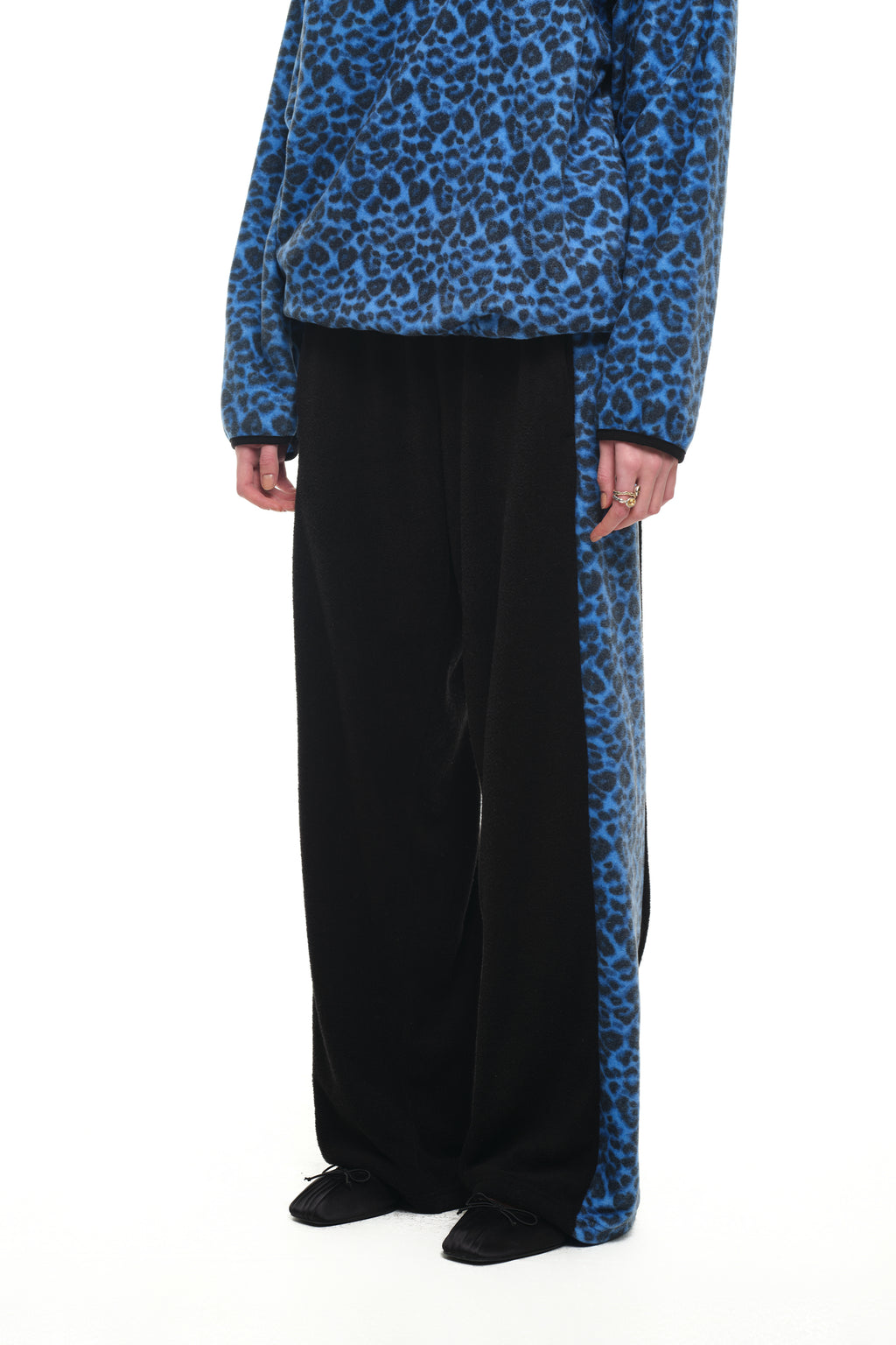 LEOPARD TERRY PANEL SWEATPANTS (BLUE)