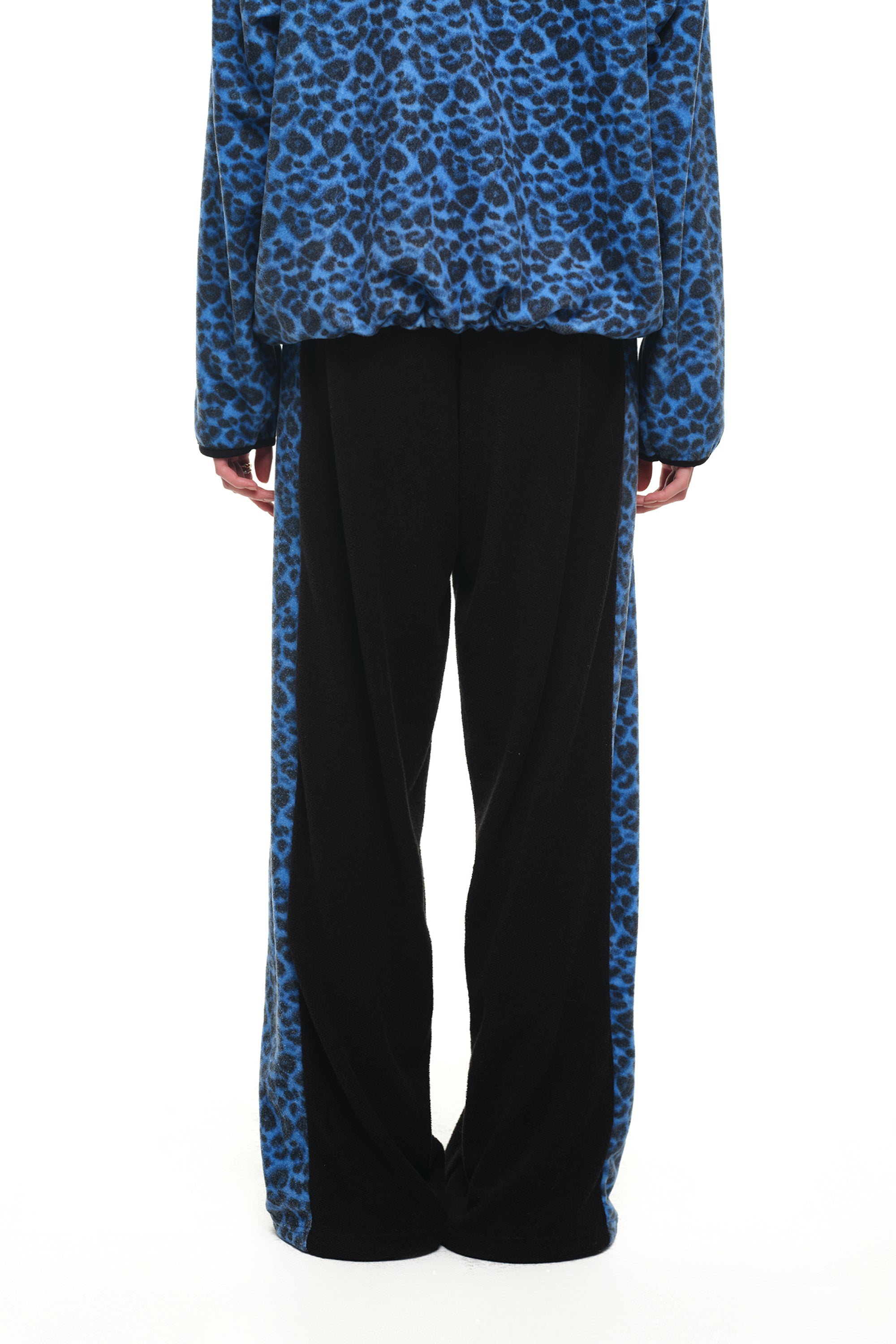 LEOPARD TERRY PANEL SWEATPANTS (BLUE)