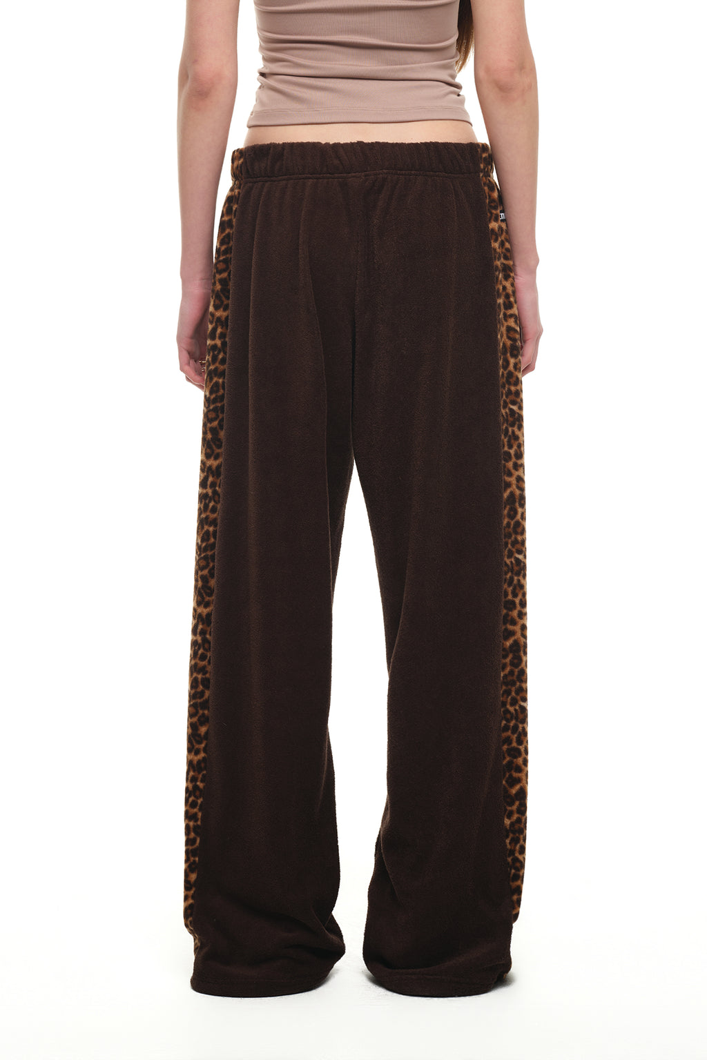 LEOPARD TERRY PANEL SWEATPANTS (BROWN)