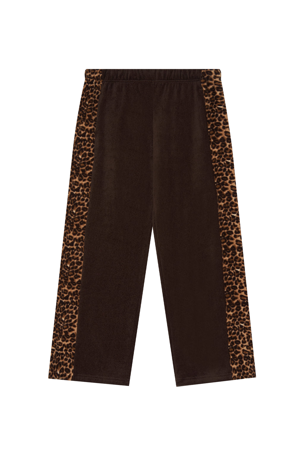 LEOPARD TERRY PANEL SWEATPANTS (BROWN)