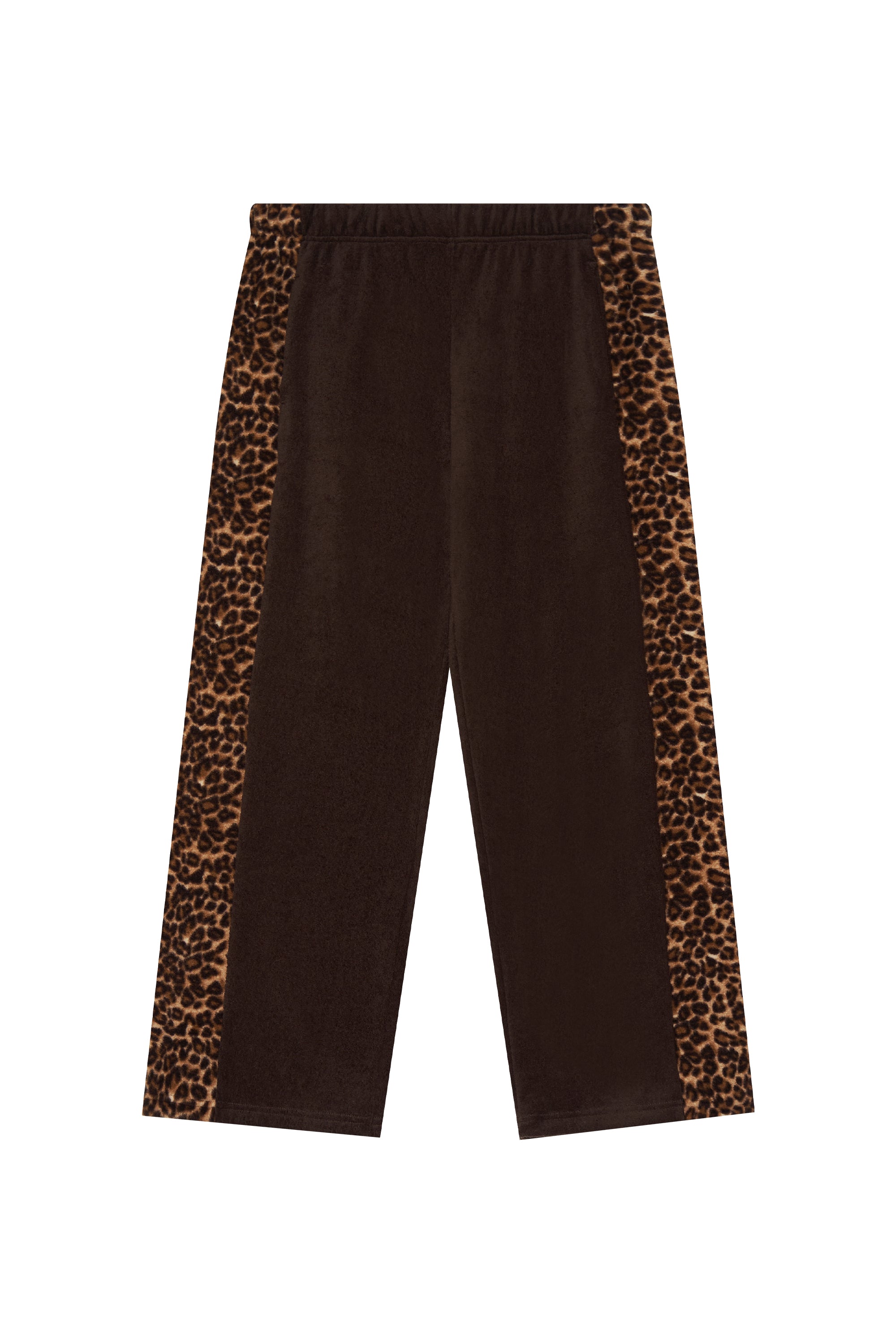LEOPARD TERRY PANEL SWEATPANTS (BROWN)