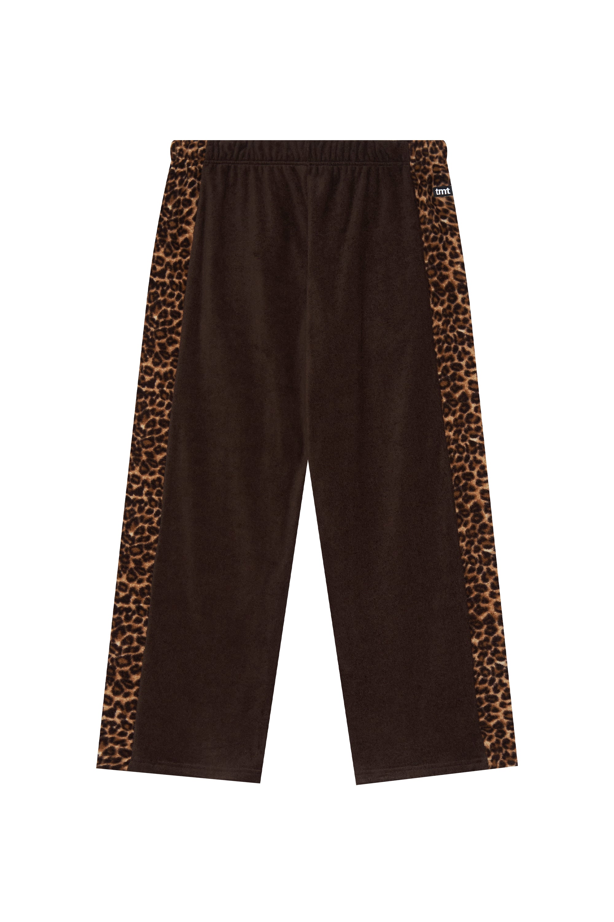 LEOPARD TERRY PANEL SWEATPANTS (BROWN)