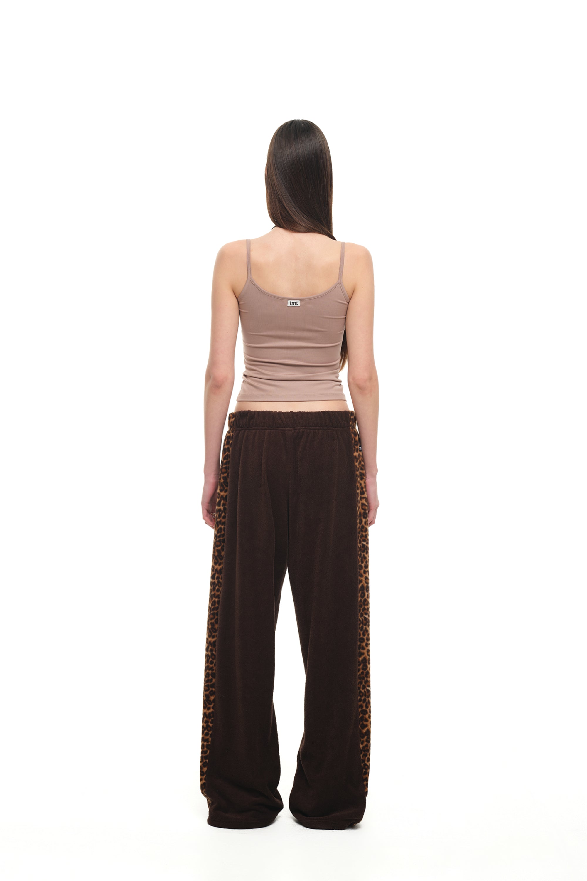 LEOPARD TERRY PANEL SWEATPANTS (BROWN)