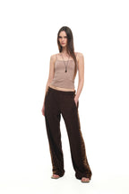 LEOPARD TERRY PANEL SWEATPANTS (BROWN)
