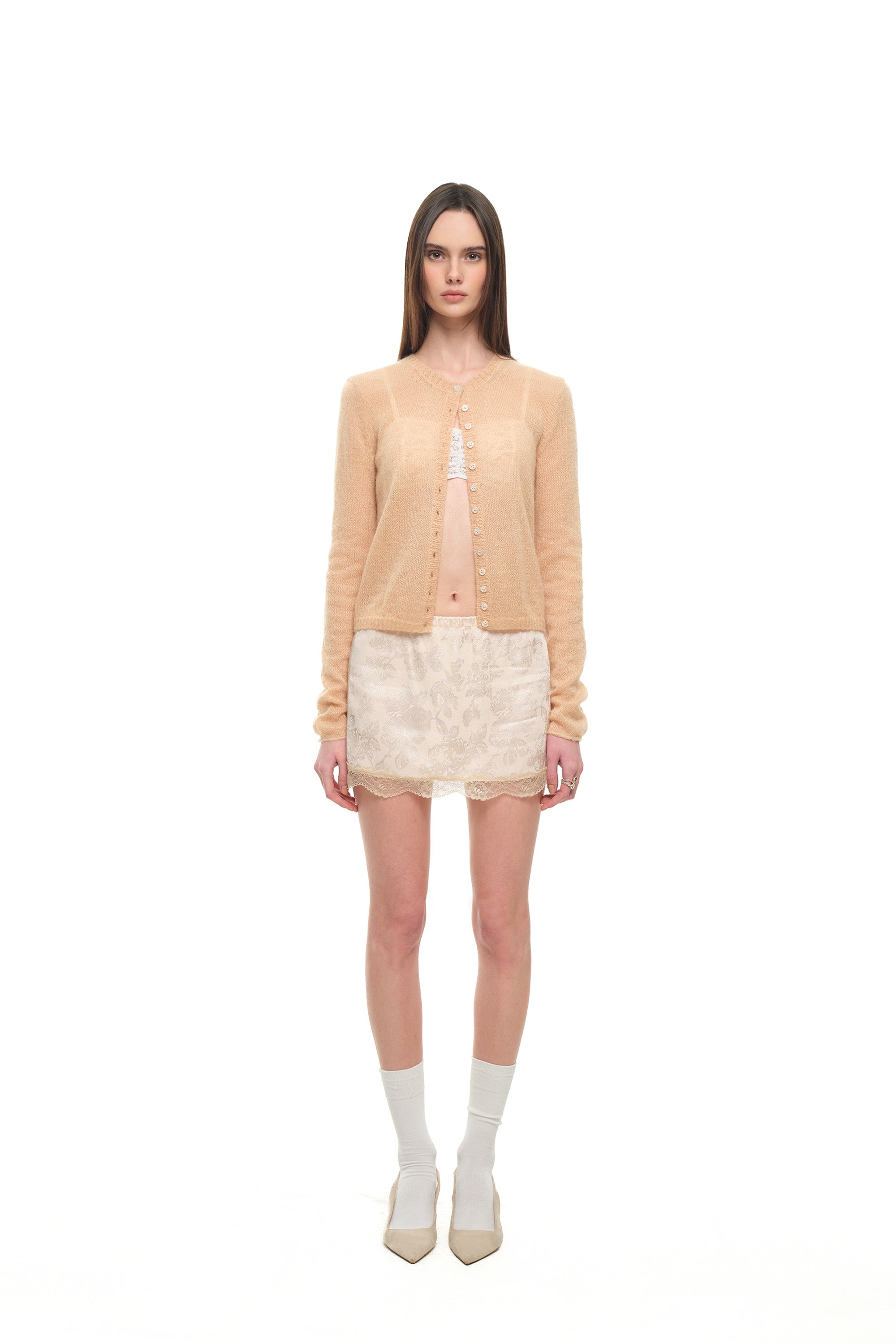 MOHAIR SLIM-FIT CARDIGAN (BEIGE)